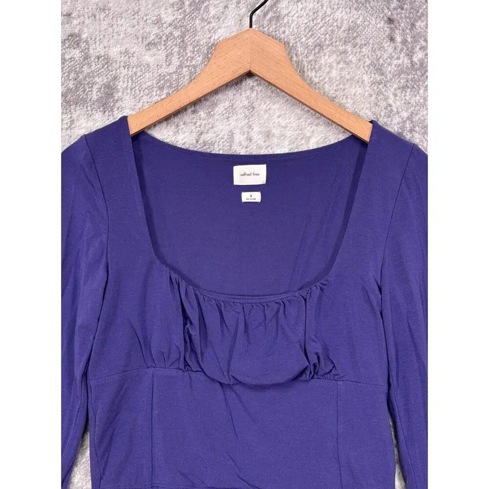 Aritzia Top Medium Womens Wilfred Purple Long Sleeve Crop Blouse